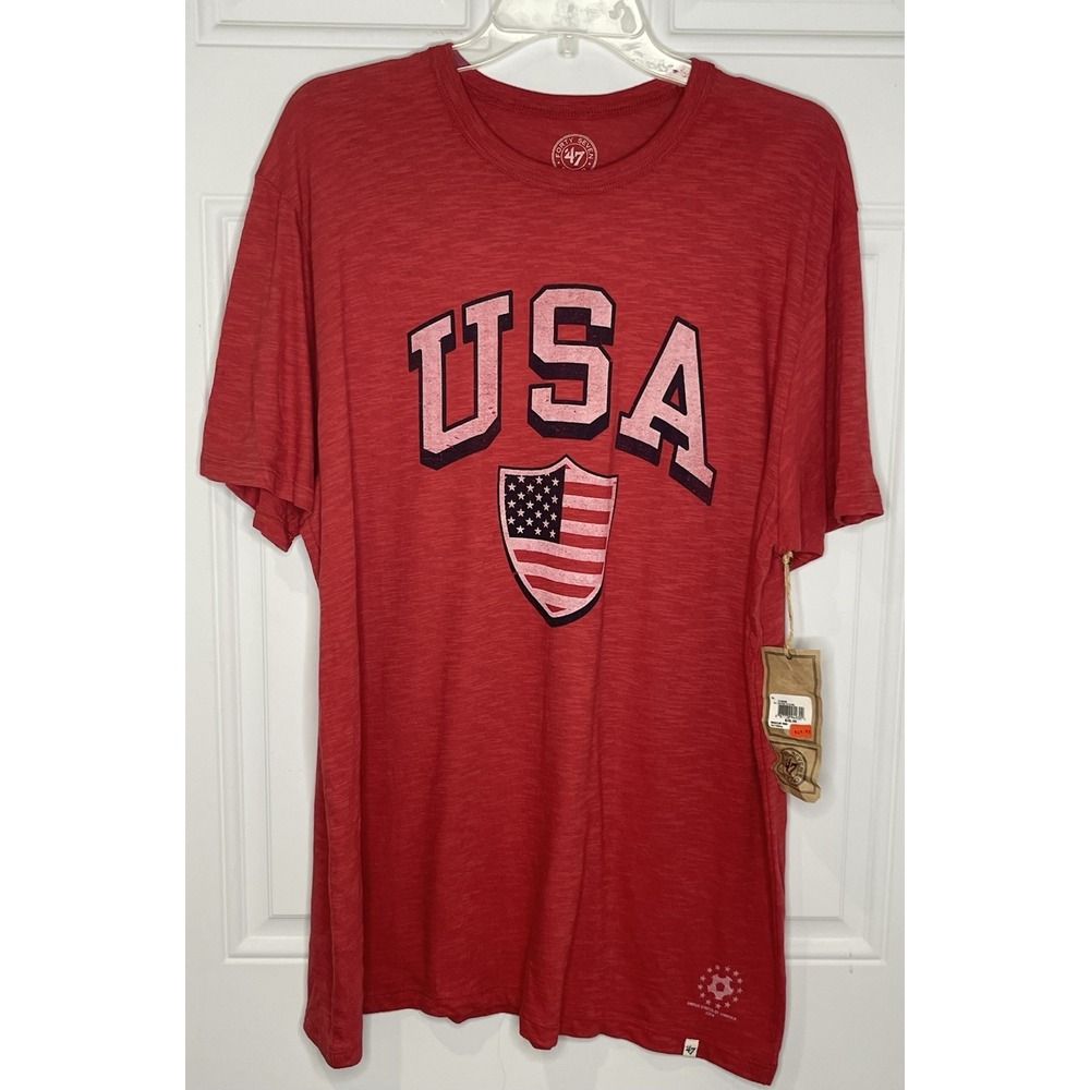 '47 Brand US Soccer USA Graphic T-Shirt Men's XL Heather Red Cotton 4th of July